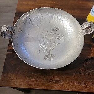 Rodney Kent Hammered Aluminum Handled Bowl 12" With Handles
